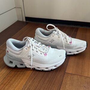 White and Gray on running shoes